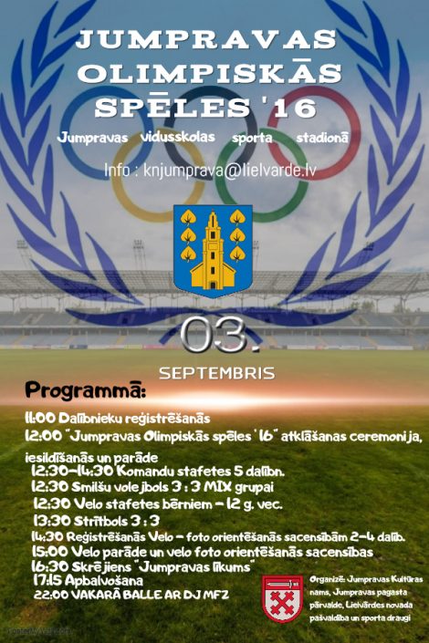 Afiša olimpiskās spēles Jumpravā 2016